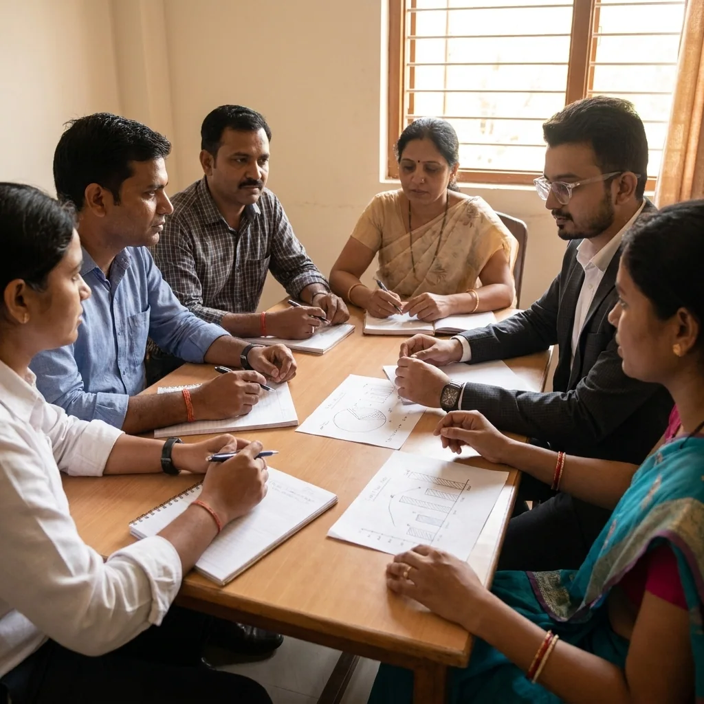 Participants and a facilitator reviewing work-readiness plans